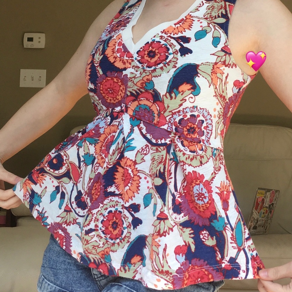 Anthropologie Deletta Babydoll Floral Top - Picture 2 of 5